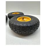 3 pack!! GICOOL 4.10/3.50-4 Rubber Tire and Wheel, with 2.25" Offset Hub, 5/8" Sealed Bearings, for Hand Truck Trolley Dolly Garden Wagon Wheel Replacement, Explorer Series)