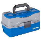 NEW Flambeau Outdoors 6382TB 2-Tray Tackle Box - Classic Fishing Lure Storage Organizer, Medium Portable Tackle Box, 15 Tray Compartments, Blue/Gray