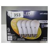 NEW GE Soft White LED 100W Equivalent General Purpose A19 Light Bulbs 4-Pack