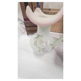Fenton Lotus Mint Burmese Pitcher, Doll House Cabinet, Dec Boxes