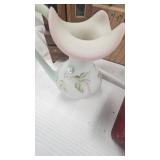 Fenton Lotus Mint Burmese Pitcher, Doll House Cabinet, Dec Boxes
