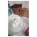 Fenton Lotus Mint Burmese Pitcher, Doll House Cabinet, Dec Boxes