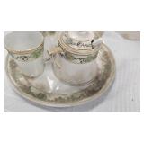 Nippon Hand Painted Tea Set, Pulled Glass Vase with Ruffled Edge