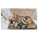 Various Vintage Minatures, Plates, Hooks, and Music Box