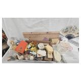 Advertising/Collector Buttons, Vintage Figures, Vase, Pictures