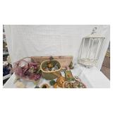 Baket and Lot of Various Tea set pieces, Porcelain and metal