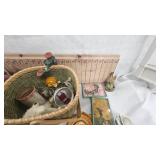 Baket and Lot of Various Tea set pieces, Porcelain and metal