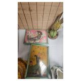 Baket and Lot of Various Tea set pieces, Porcelain and metal