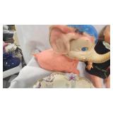 Rubber elephant toy, vintage Manicure Set, Dolls and Dishes
