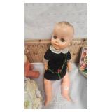 Rubber elephant toy, vintage Manicure Set, Dolls and Dishes
