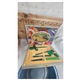 Rubber elephant toy, vintage Manicure Set, Dolls and Dishes