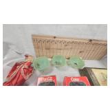 Coca Cola Ornaments, Jadite Coffee Cups, Jewelry Box, Ashtray