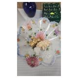 Fenton Rosaaline Glass Bowl, Northwoods Glass Sugar/Creamer and misc