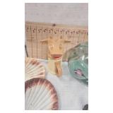 Fenton Art Glass Vase, Shells, Cow Creamer,, Etc