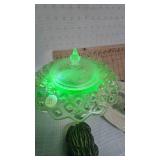 Uranium Compote Dish and Vintage Items