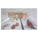 Fenton Art Glass Basket and Vintage Items