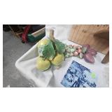 Porcelain Fruit Figurine, Bennington Parianware Vase, Misc