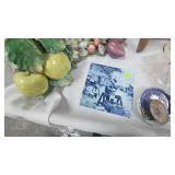 Porcelain Fruit Figurine, Bennington Parianware Vase, Misc