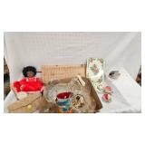 Vintage Ivory Pearl Beaded Clutch, Midcentury, Metal Tea Tray and Etc