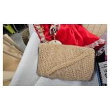 Vintage Ivory Pearl Beaded Clutch, Midcentury, Metal Tea Tray and Etc