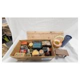 Lot of various Vintage Tins and Fenton Glass Basket