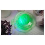 Uranium Glass Citrus Juicer, Ceramic Woven Basket Planter, Misc