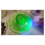 Uranium Glass Citrus Juicer, Ceramic Woven Basket Planter, Misc