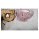 Fenton Rosemilk Rose bowl, Heart Décor, Misc