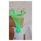 Fenton Glass Bowl(has repaired crack), uranium Vase, Piggy Thermometer