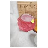 Fenton Glass Bowl(has repaired crack), uranium Vase, Piggy Thermometer