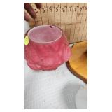 Fenton Glass Bowl(has repaired crack), uranium Vase, Piggy Thermometer