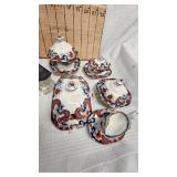 Blue and White Floral Motiff Childs Tea Set and Vintage Pictures