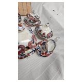 Blue and White Floral Motiff Childs Tea Set and Vintage Pictures