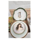 Blue and White Floral Motiff Childs Tea Set and Vintage Pictures
