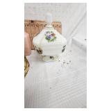 Handpainted Milk Glass Candy Dish, Late 50