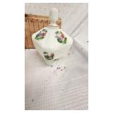 Handpainted Milk Glass Candy Dish, Late 50