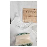 Nesting Chicken Top, Lace Tablecloth, Teapot, Napkin Holder