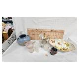 Rumrill Pottery Vase, Serving Dishes and Glasses