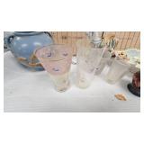 Rumrill Pottery Vase, Serving Dishes and Glasses