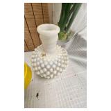 Hobnail Milk Glass Vase, Wood Tie Box, Toy Vacuum, etc