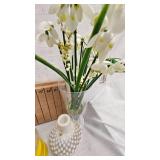 Hobnail Milk Glass Vase, Wood Tie Box, Toy Vacuum, etc