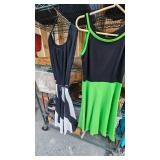 2 Handmade Vintage Dresses-Black/White and Green/Black, appear to be small/medium