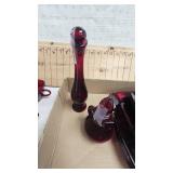 Depresstion Era Ruby Red Tea Set-4 Plates,Saucers, Cups and Vinegar/Oil Set
