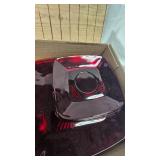 Depresstion Era Ruby Red Tea Set-4 Plates,Saucers, Cups and Vinegar/Oil Set