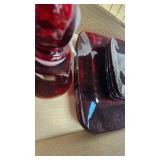Depresstion Era Ruby Red Tea Set-4 Plates,Saucers, Cups and Vinegar/Oil Set