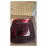 Depresstion Era Ruby Red Tea Set-4 Plates,Saucers, Cups and Vinegar/Oil Set