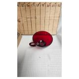 Depresstion Era Ruby Red Tea Set-4 Plates,Saucers, Cups and Sugar/Creamer
