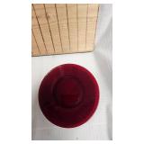 Depresstion Era Ruby Red Tea Set-4 Plates,Saucers, Cups and Sugar/Creamer