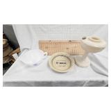 Aladdin Alacie Oil Lamp and Pottery Planter and Advertising Mixing Bowl