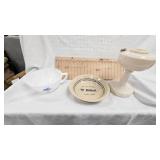 Aladdin Alacie Oil Lamp and Pottery Planter and Advertising Mixing Bowl